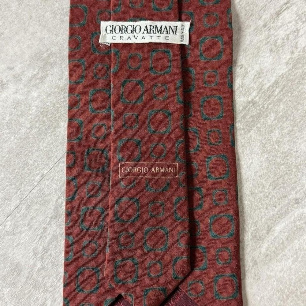 Georgio Armani Cravette Mens 100% Silk Neck Tie Geometric Print Italy - Picture 6 of 8